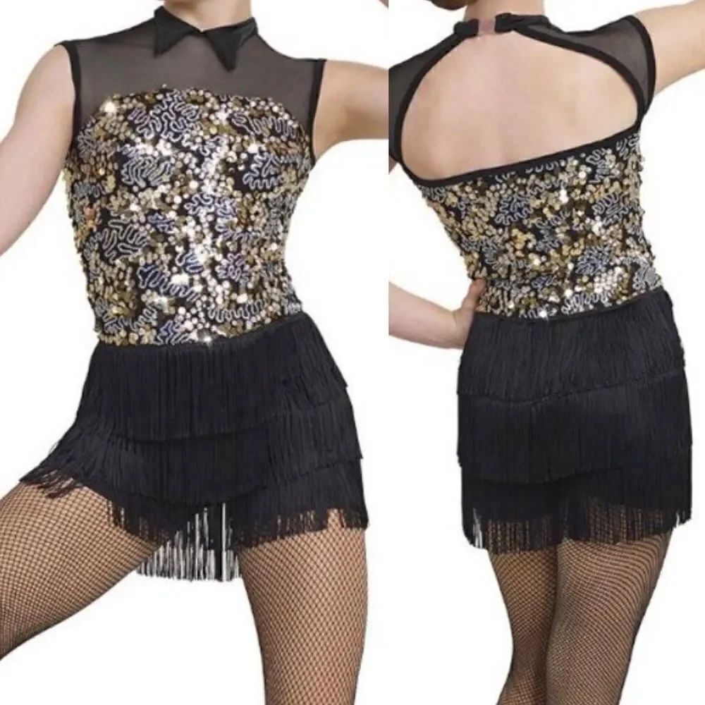Curtain Call Dance Costume jazz flapper fringe Let Me Entertain You J5458 CLA